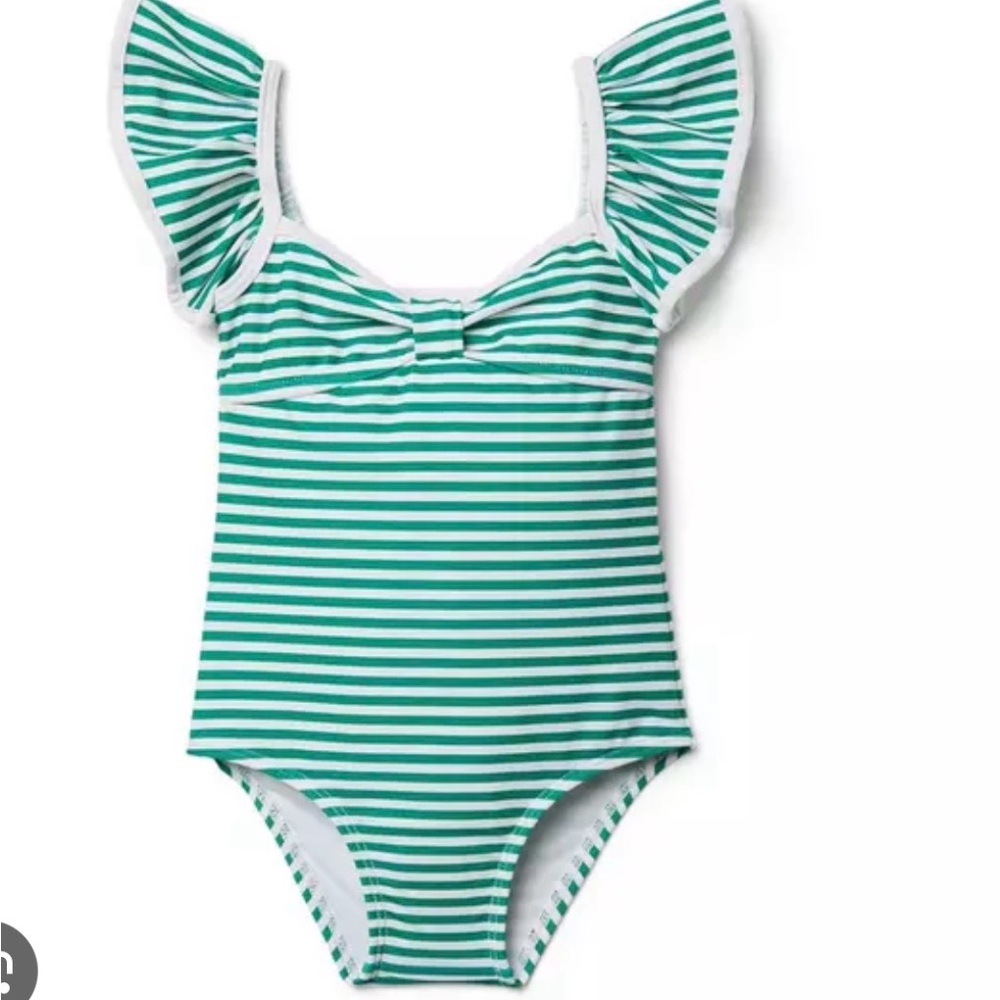 Janie and Jack Striped Ruffle Sleeve Swimsuit Size: 3